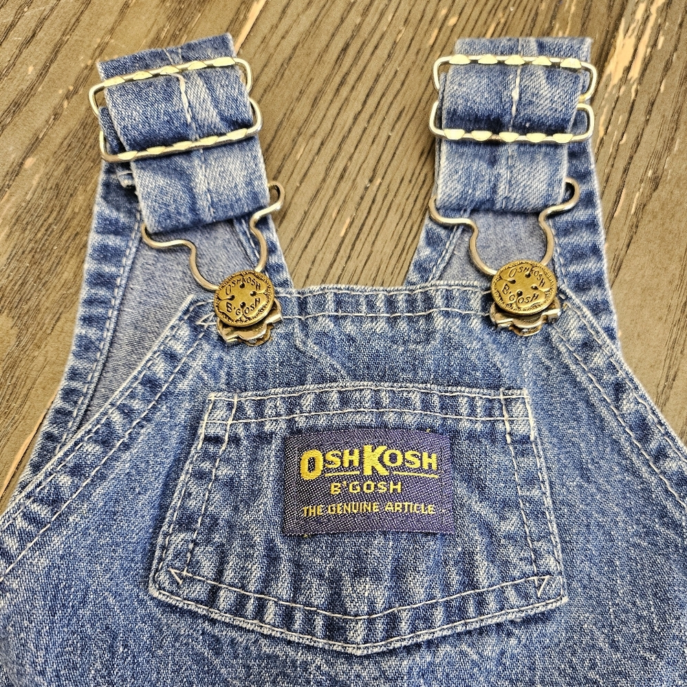 Vintage OshKosh B’Gosh Vestbak Unisex Denim Blue Jean Overalls 12 M